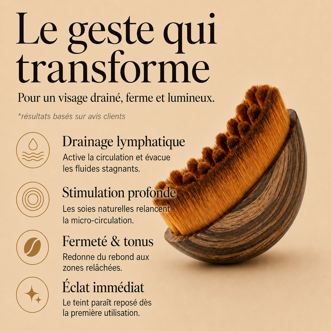 NATURIGLOW - Brosse de Drainage lymphatique